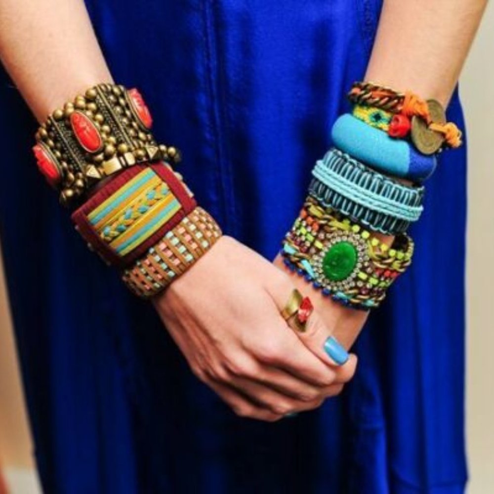 DANNIJO Tasha Suede Braided Cuff Bracelet NWOT $225 brown yellow orange